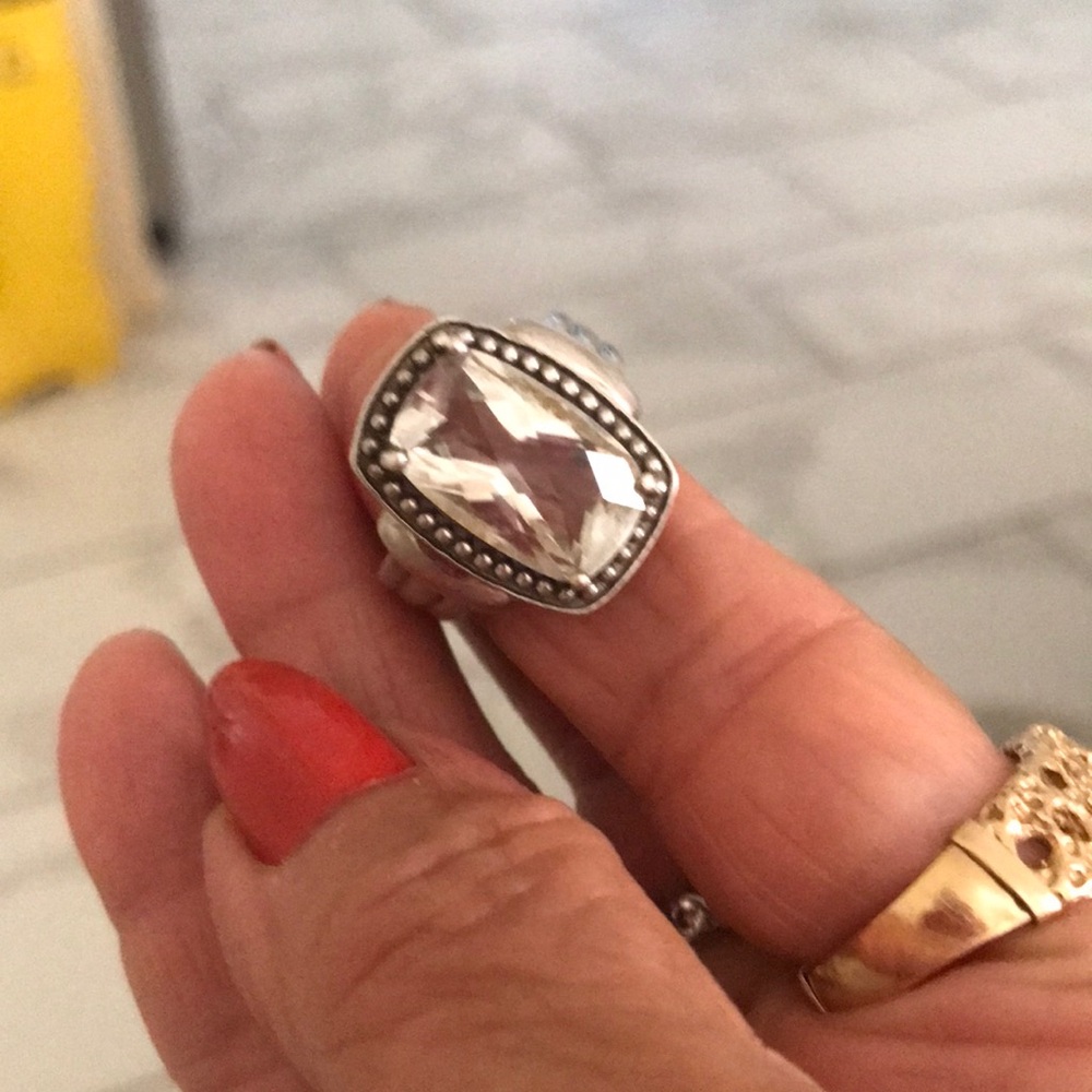 Clear Crystal Statement Ring in Silver Tone